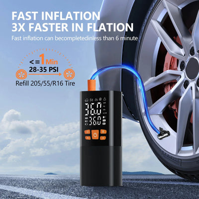 Tire Inflator Portable Air Compressor, Air Pump for Car Tires with LED Lights&Pressure Gauge for Auto, Motorcycles, Bikes, Balls