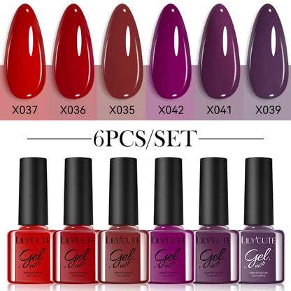 LILYCUTE 6 Piece Coffee Gel Nail Polish Set - Smarsty