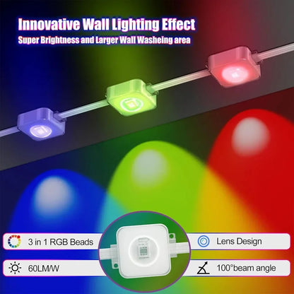 300FT 180LED Permanent Eaves LED Lights Outdoor Waterproof RGB String Lights DIY Scene Christmas Birthday Holiday Party Lighting