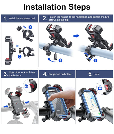 Universal Bike Phone Holder 360 Degree Rotation Shockproof - Smarsty