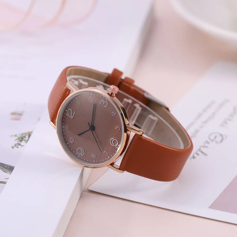 Women Casual Leather Analog Watch with Arabic Numbers - Smarsty