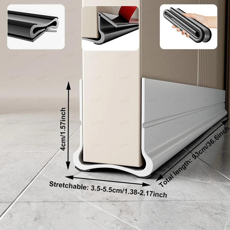 Flexible Door Bottom Sealing Strip Door Gap Soundproofing Wind and Dust Proof Weather Strip Under Door Draft Stopper Tape - Smarsty