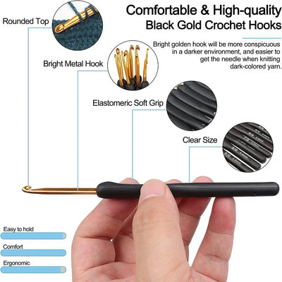Ergonomic 8PCS Crochet Hook Set for Arthritic Hands - Smarsty