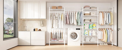 L4 Wall Mounted Industrial Pipe  Clothes Rack, Closet Organizer System with Rods Expandable, Clothing Rack, Corner Garment Rack