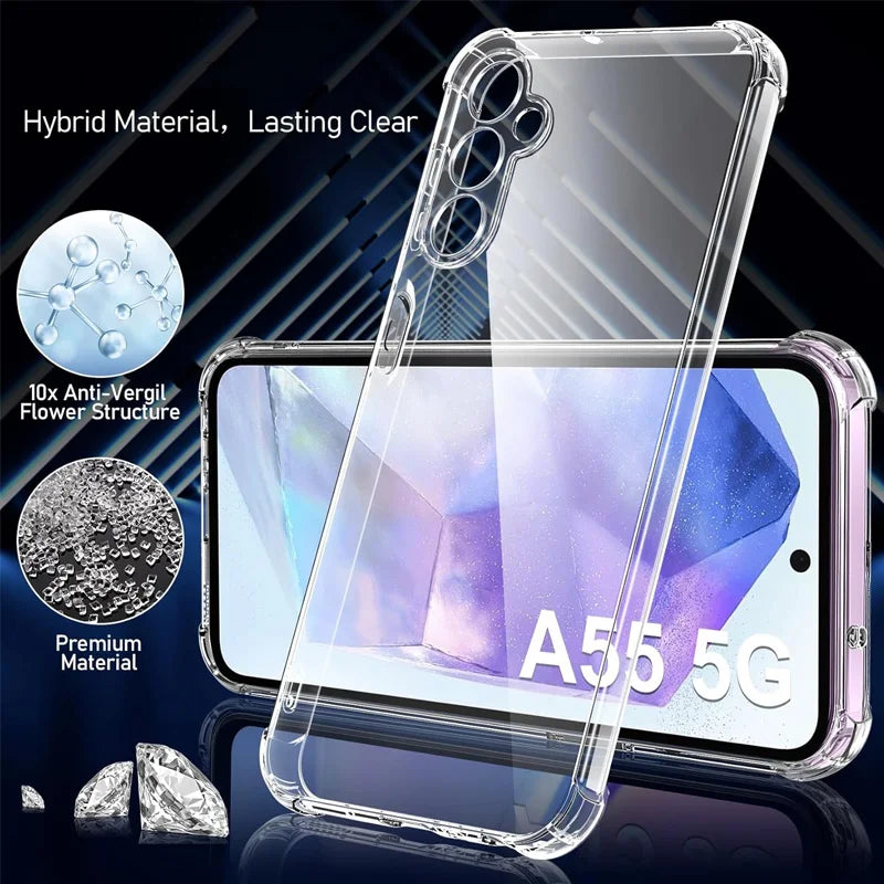 Glass Case With Silicone Cover For A55 Shockproof Design - Smarsty