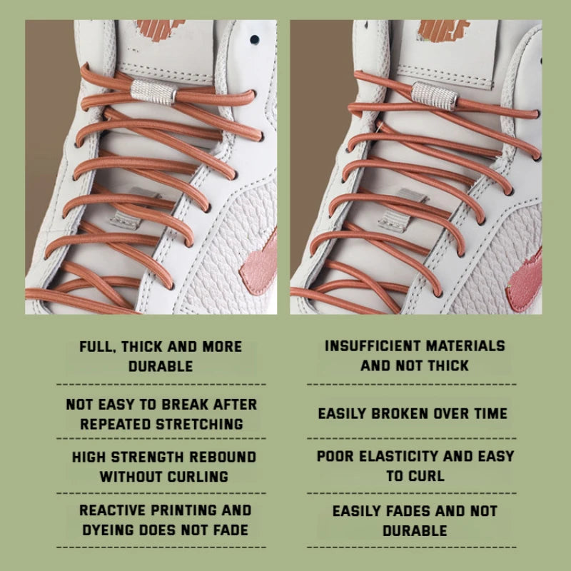 New Elastic Laces Sneakers Tennis Round Shoe laces Without ties Kids Adult No Tie Shoelace Rubber Bands Shoe Accessories - Smarsty