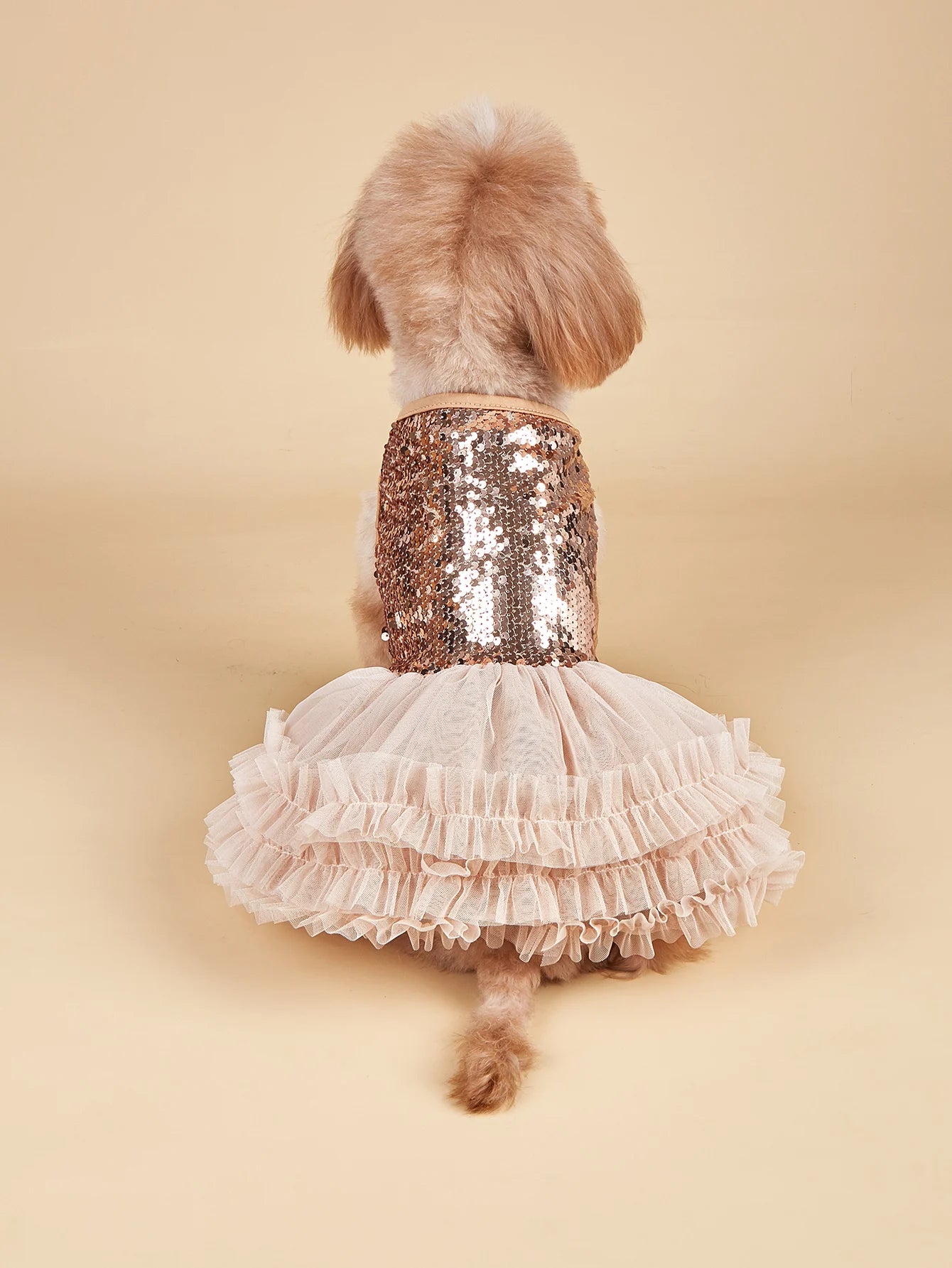 Sleeveless Dog Dress with Tulle and Sequins - Smarsty