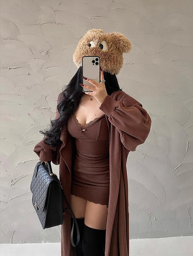 Y2K Retro Lace Patchwork Spaghetti Strap Black Bodycon Dress Mini Fashion Aesthetic Bow Club Party Sexy Dresses for Women - Smarsty