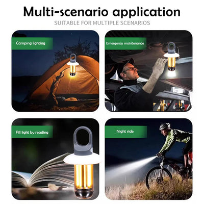 LED Camping Lantern Rechargeable Portable Flashlight Work Light 5 Modes Hanging Tent Lamp 8 Light Filaments Outdoor by Smarsty