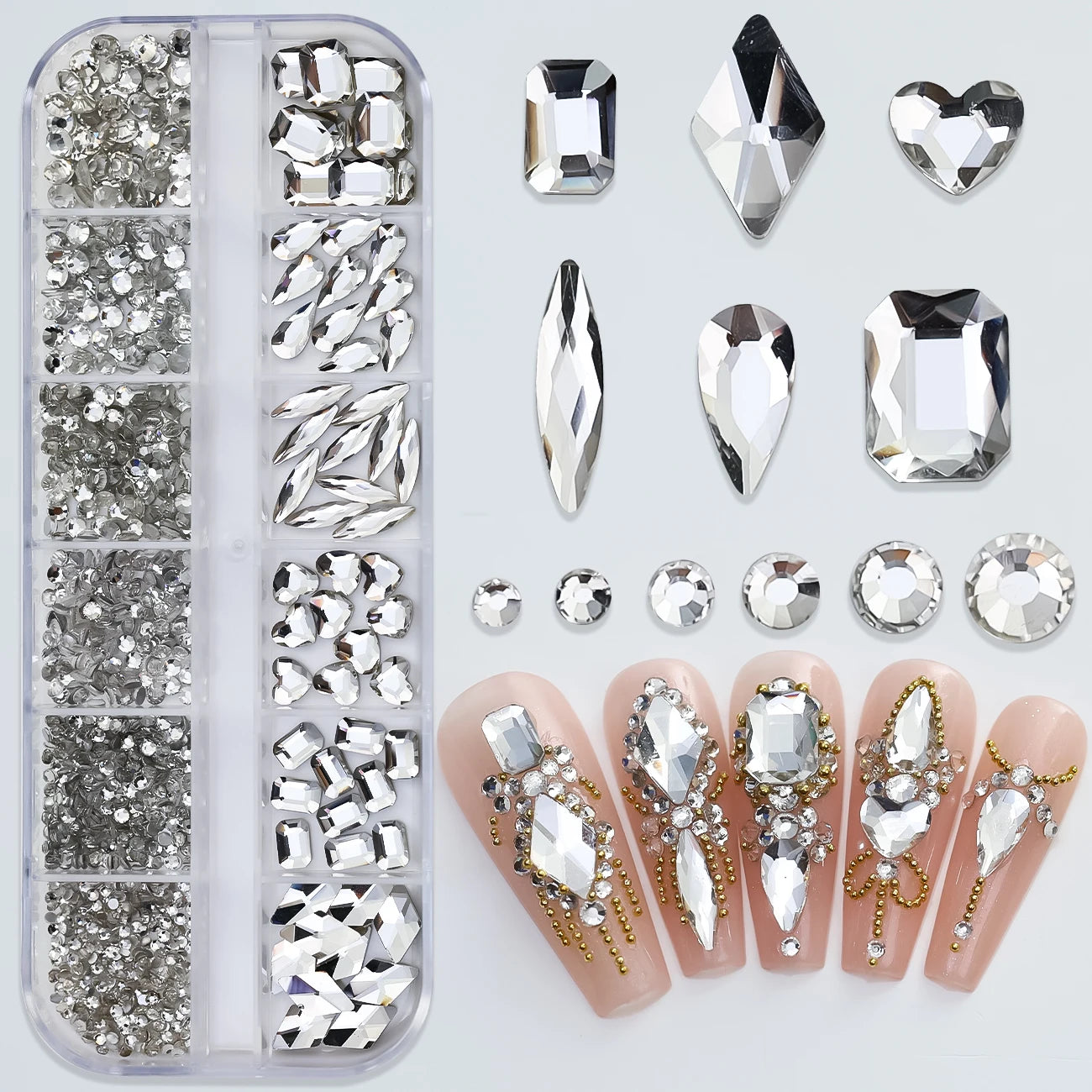 Mixed Nail Rhinestones with Shiny Clear Colors for Stunning Nail Art - Smarsty