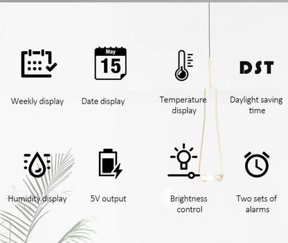 Multifunctional Digital Alarm Clock with Humidity Display - Smarsty