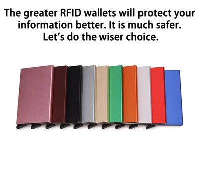 Anti Rfid Blocking Smart Wallet for Men Women ID Bank Credit Card Holder Metal Thin Slim Women Wallets Pop Up Minimalist Purse - Smarsty