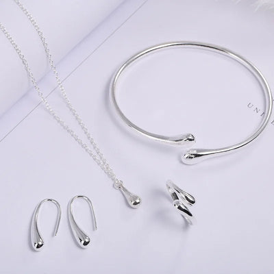 Elegant Women's Jewelry Set with Curved Bean Design - Smarsty