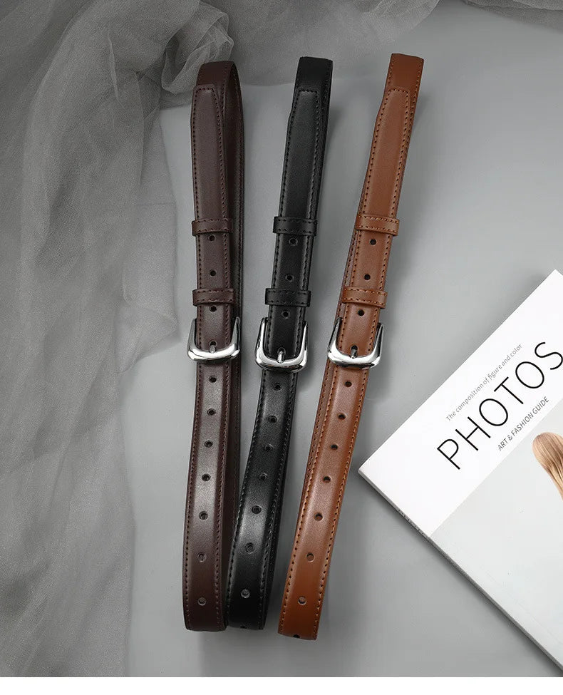 Women PU Leather Thin Belt Soft Comfortable Casual Waistband - Smarsty
