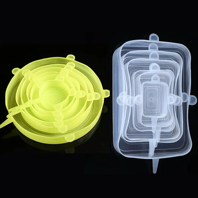 6 Pcs Silicone Cover Stretch Lids for Kitchen Microwave Food Covers Bowl Caps Elastic Silicone Lid Cap Universal Adaptable Lids by Smarsty