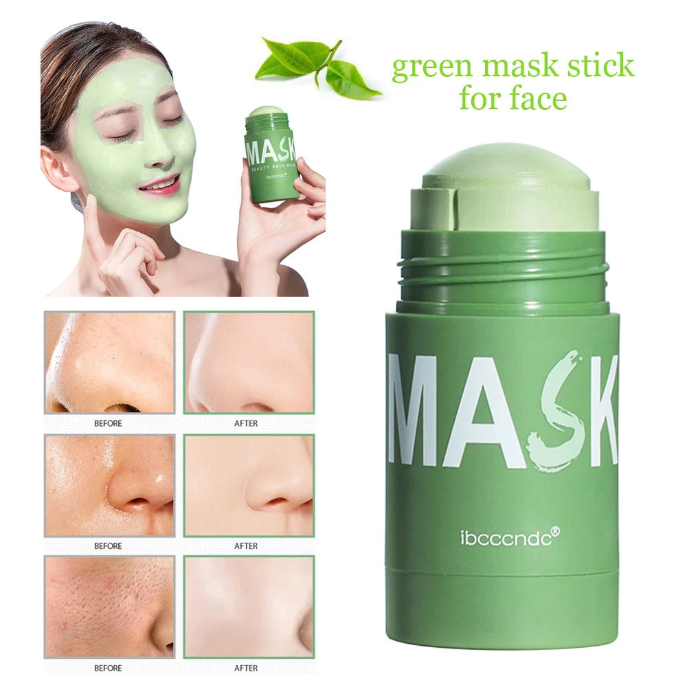 Face Clean Mask Green Tea Cleansing Stick Mask Shrink pores Deep Blackhead Remover facial Cleansing Moisturizing Mask 40g - Smarsty