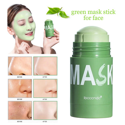 Face Clean Mask Green Tea Cleansing Stick Mask Shrink pores Deep Blackhead Remover facial Cleansing Moisturizing Mask 40g - Smarsty