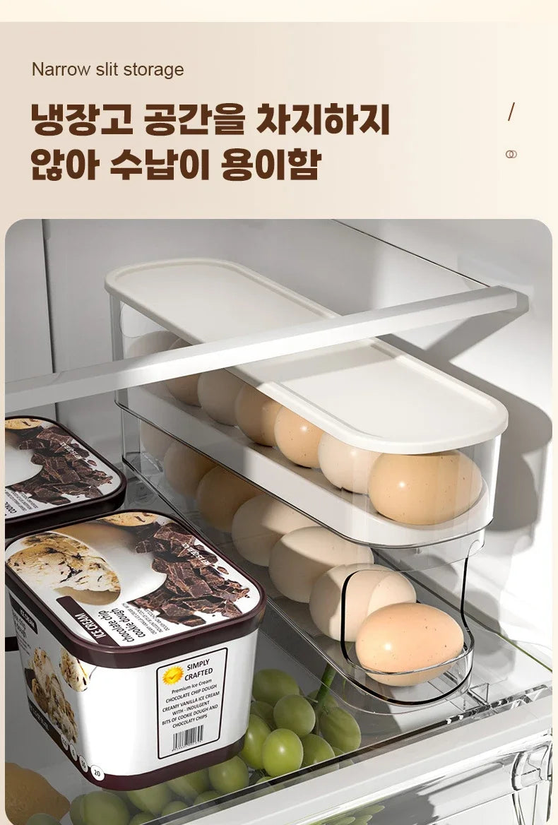 Slide Type Egg Carton Double Automatic Egg Roller Refrigerator Side Door Egg Storage Kitchen Countertop Egg Holder by Smarsty