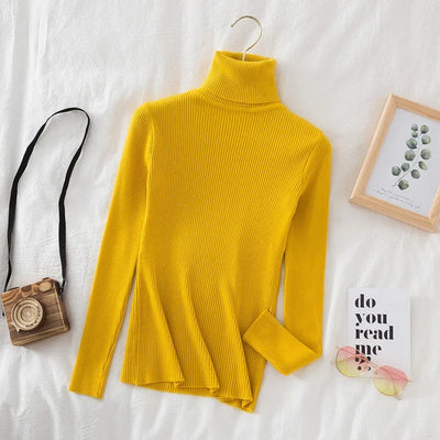 2025 Women Turtleneck Sweater Knitted Soft Pullovers Cashmere Jumpers Basic Solid Soft Sweaters Women Autumn Winter Casual Top - Smarsty