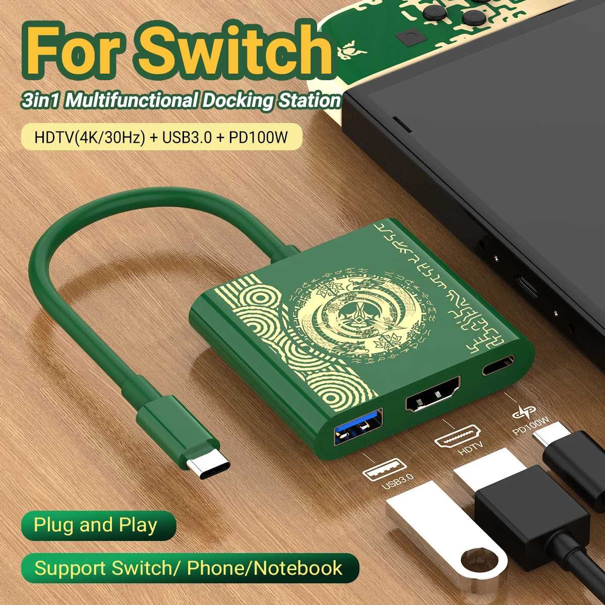 Portable USB C Hub With HDMI Travel And Gaming Dock