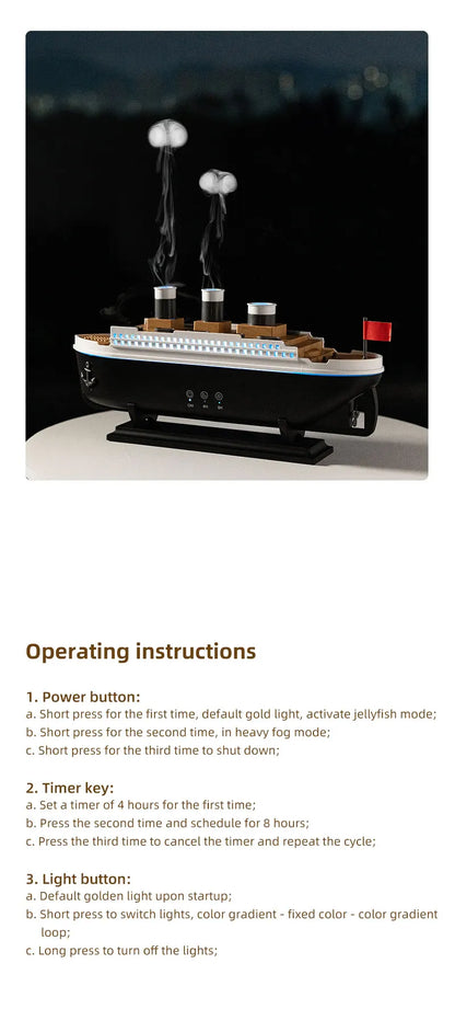 Ship Train Shape Ultrasonic Humidifier With Colorful Lights - Smarsty