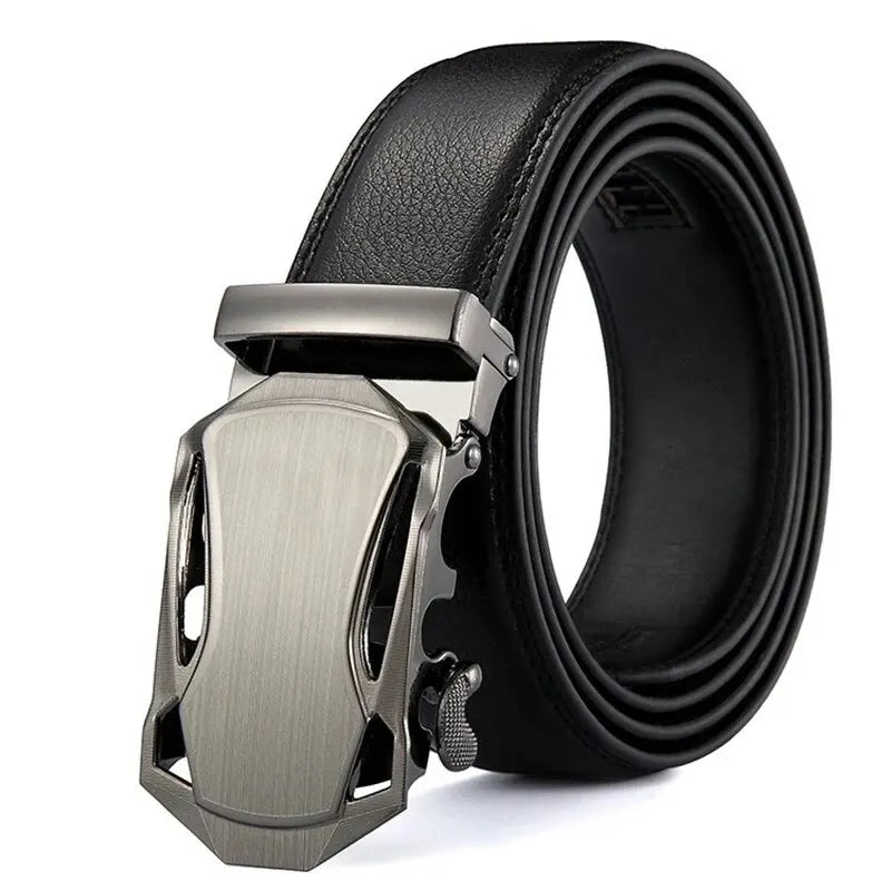 Men's Genuine PU Leather Belt with Metal Buckle - Smarsty