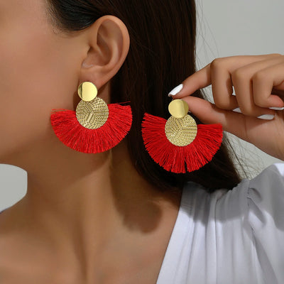 Bohemian Big Tassel Drop Earrings for Stylish Wedding Look - Smarsty