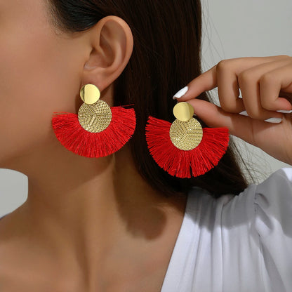 Bohemian Big Tassel Drop Earrings for Stylish Wedding Look - Smarsty