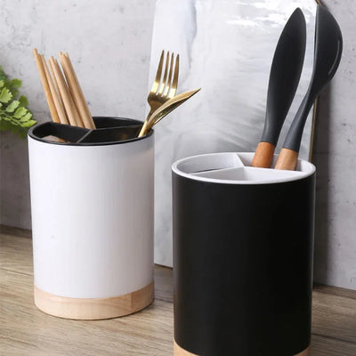 Utensil Holder Cutlery Drainer Kitchen Tableware Storage Bucket Plastic Chopstick Spoon Storage Rack Detachable Kitchen Tools by Smarsty