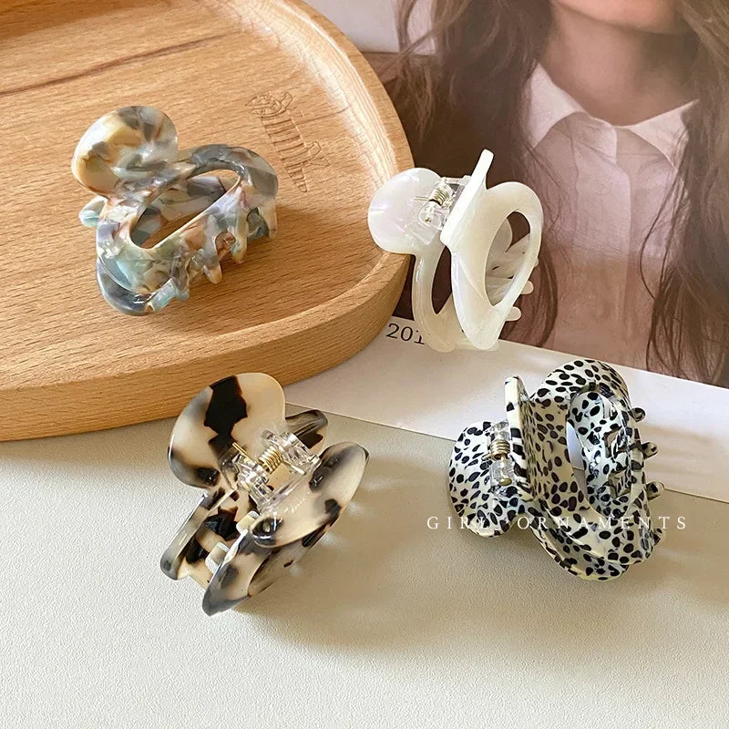 Small Acetate Hair Claw Clips Elegant Colorful Hollow - Smarsty