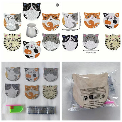DIY Cats Diamond Painting Coasters Set for Drinks - Smarsty