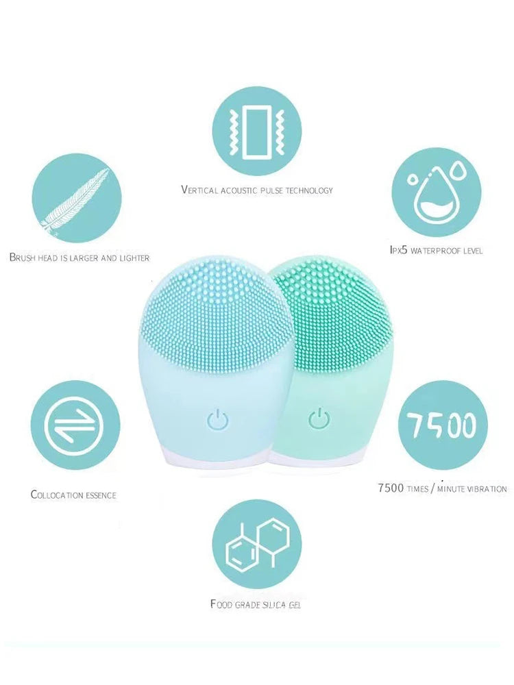 Electric Silicone Facial Cleanser with Vibration Massage - Smarsty
