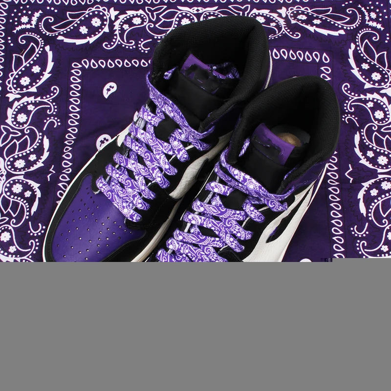 Flat Shoe Laces Cashew Flower Shoelaces for Sneakers Gilding Hand-painted Sports Casual Basketball Tennis Shoelace Shoestrings - Smarsty