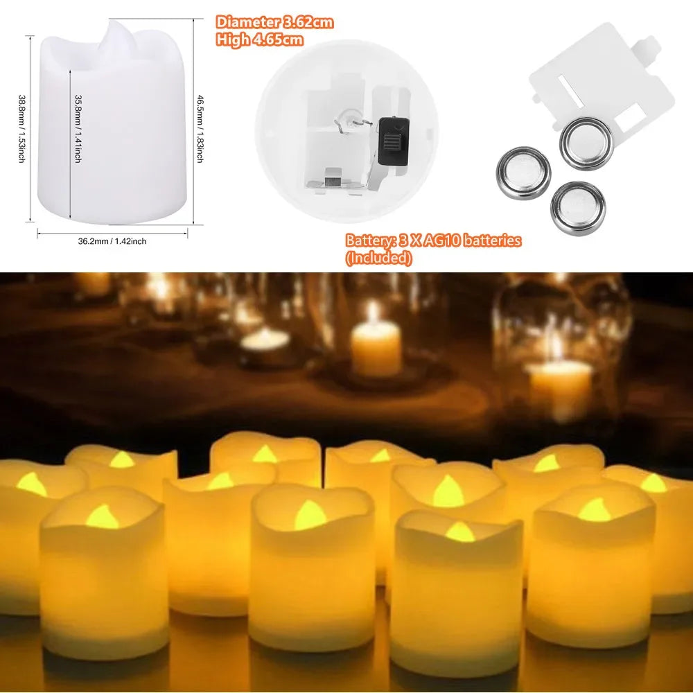 Flameless LED Votive Candles Set 100+Hour Lasting Electric Candles Battery Operated Tealight for Wedding Proposal Romantic Decor