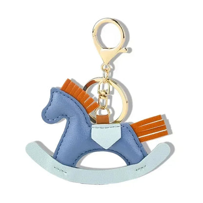Women's Bag Charm Decoration Cartoon Rocking Wooden Horse Women's Leather Charm Bag Charm Key Chain Cute Bag Accessories Gifts