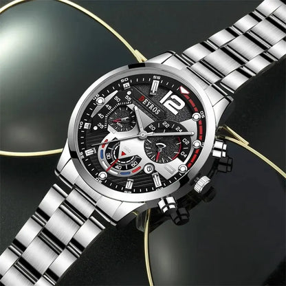Luxury Men's Silver Quartz Watch With Luminous Feature - Smarsty