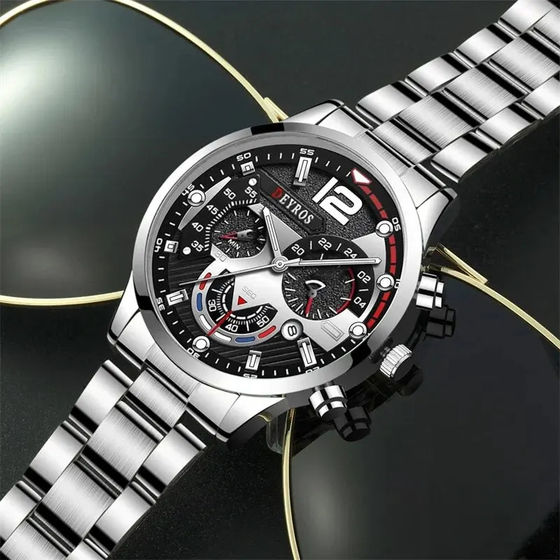 Luxury Men's Silver Quartz Watch With Luminous Feature - Smarsty