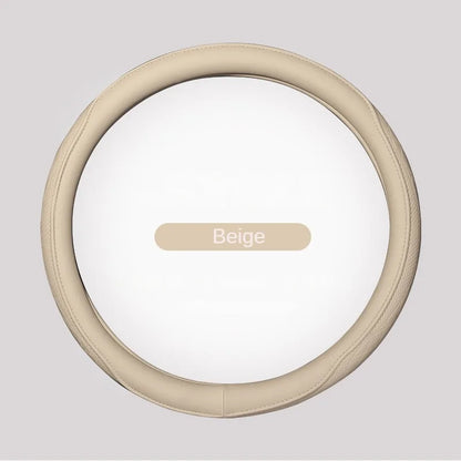 Napa Leather Perforated Patchwork Car Steering Wheel Cover, Non-slip, Breathable, Universal 15 Inch (Approx. 38cm)