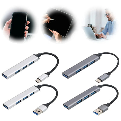 4-In-1 USB 3.0 Hub Adapter 5Gbps USB Splitter USB C To USB Hub Multiple USB 3.0 Hub USB Port Expander for Laptop and PC