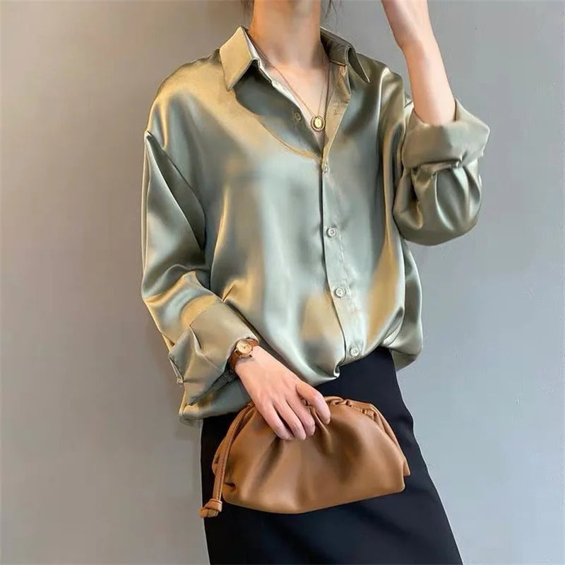 Woman Spring Autumn Style Blouses Shirts Lady Casual Long Sleeve Turn-down Collar Blusas Tops DF4849 - Smarsty