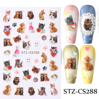 Cute 3D Cartoon Nail Art Stickers for Dogs and Cats - Smarsty