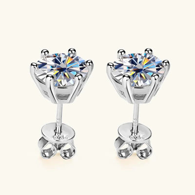 Moissanite Stud Earrings 0.5-2ct 18K Gold Plated Luxury - Smarsty