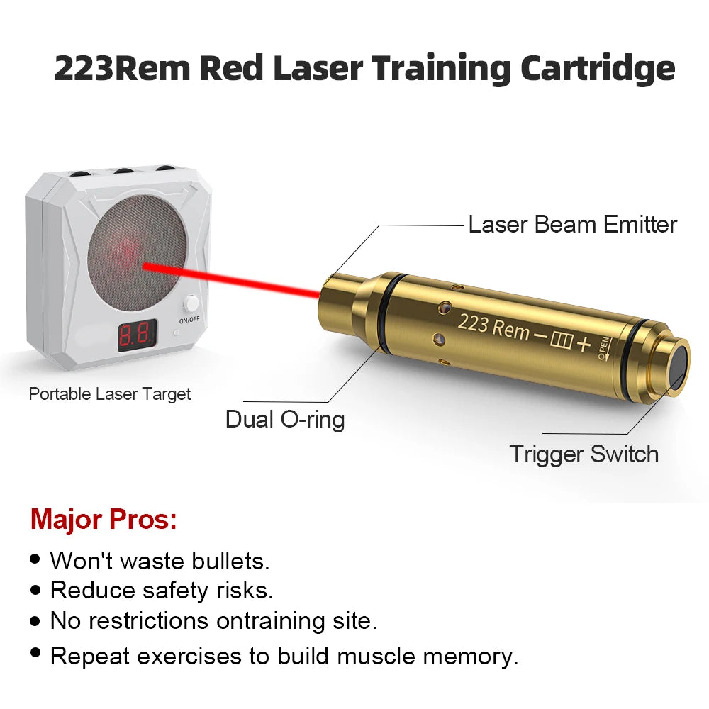 223 laser training cartridge Red Dot Laser Training Bullet Dry Fire Laser Trainer Cartridge Tactical Laser Bullet