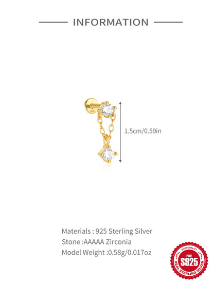 925 Sterling Silver Lotus Tassel Zircon Stud Earrings - Smarsty