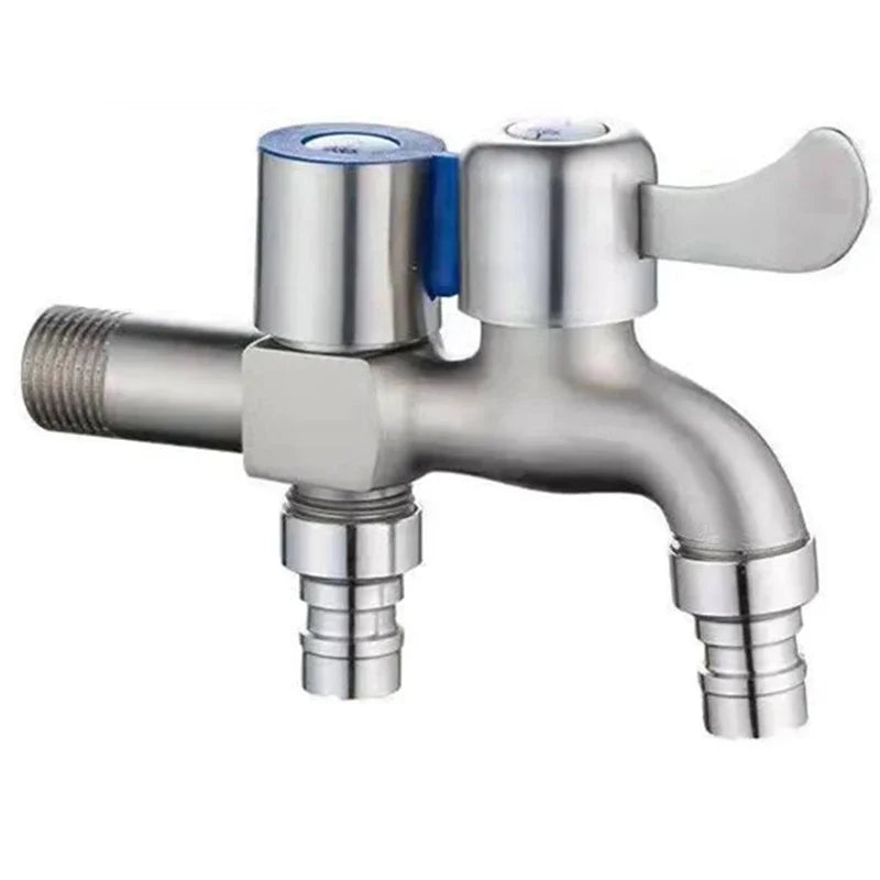 Stainless Steel Double Outlet Water Faucet for Bathrooms - Smarsty