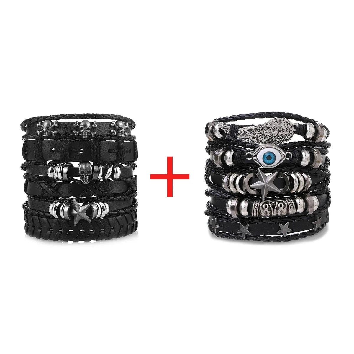 Viking Leather Bracelet For Men Adjustable Skull Design - Smarsty