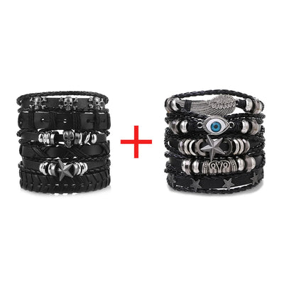 Viking Leather Bracelet For Men Adjustable Skull Design - Smarsty