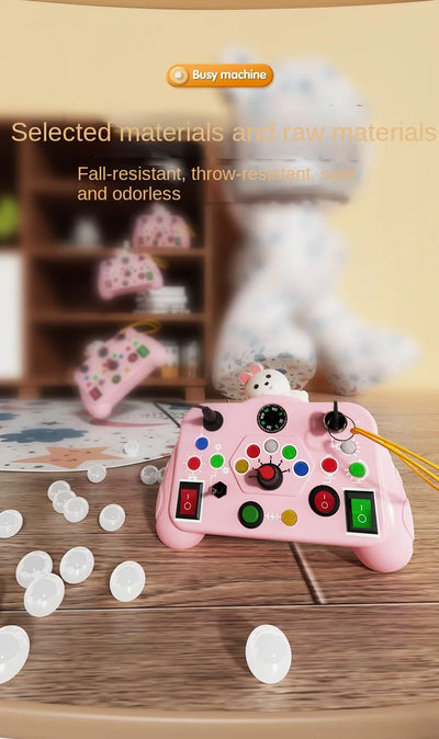 Montessori Busy Board Sensory Toys Cartoon with LED Light Switch Control Board Travel Activities Children Game for 2-4 Years Old - Smarsty