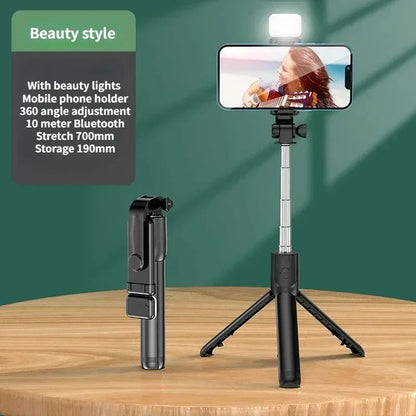 Selfie Stick Wireless Tripod Stand with Light Bluetooth Remote Extendable Tripod for iPhone Mobile Phone Tiktok Live Streaming - Smarsty