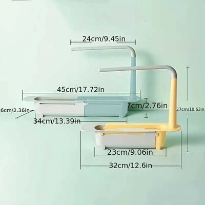 1Pc Multifunctional Telescopic Sink Storage Rack Upgraded Adjustable Sink Sponge Holder Expandable 2-in-1 For Home Kitchen by Smarsty